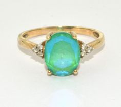 Blue/Green mood or light changing stone ring size P