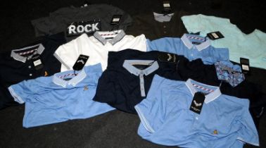 Quantity of BNWT Brave Soul Tops, mostly men's polo shirts. Various colours and sizes (85)