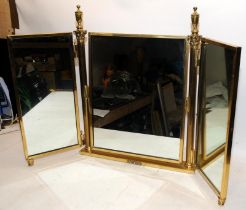 Vintage triptych brass table top mirror 45cms x 56cms when closed