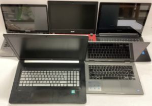 Collection of 5 laptops from makers - Lenovo - Dell - HP - Acer -Samsung.