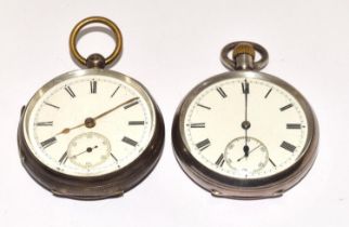 2 x Silver open faced pocket watches 1 is Victorian