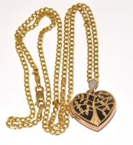 9ct gold diamond pendant necklace, pendant is H/M as Diamond chain is 50cm long 6.5g ref 50