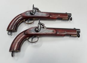 Pair of flintlock percussion service pistols, stamped with crown and Birmingham - fully operational,