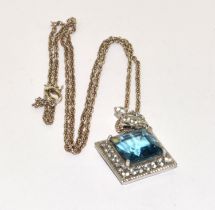 Blue gemset 925 silver pendant and chain
