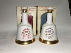 2 x Bells Scotch Whisky commemorative Wade decanters celebrating the birth of Prince William and