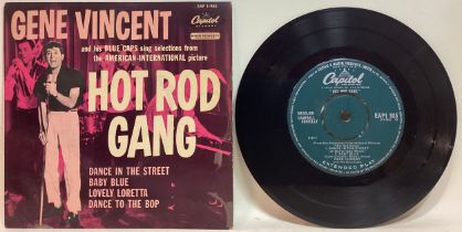 GENE VINCENT VINYL EXTENDED PLAY 7” SINGLE. Great copy here of ‘Hot Rod Gang’ on Capitol Records