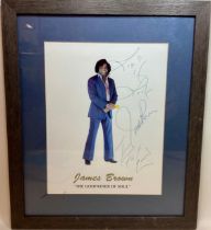 JAMES BROWN SIGNED PHOTO IN FRAME. The Godfather Of Soul signed 8” x 10” picture here of Mr James