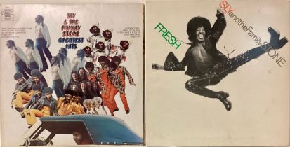 SLY AND THE FAMILY STONE VINYL ALBUMS X 2. Titles here are - Fresh and Greatest Hits. Both found