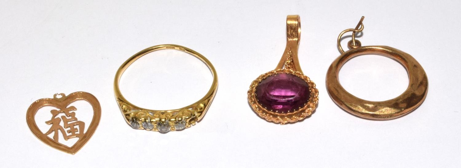 Mixed gold and silver items to include Amethyst pendant earrings etc - Image 2 of 3