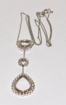9ct white gold drop Diamond pendant necklace