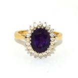 Impressive Princess Diana style Sapphire and Diamond ring in 18ct gold ring H/M as 4ct sapphire