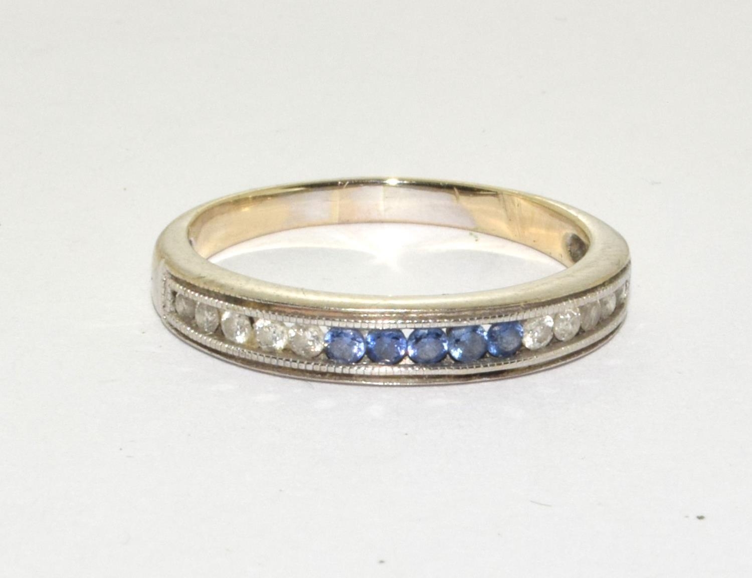 A Sapphire and diamond 18ct gold 1/2 eternity ring Size P - Image 5 of 5