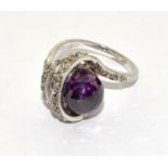 Stylish Amethyst 925 silver cocktail ring size N