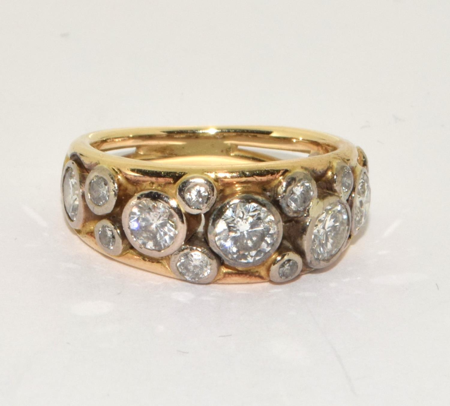 9ct gold ladies vintage Multiple Diamond ring of approx 1.5ct size N