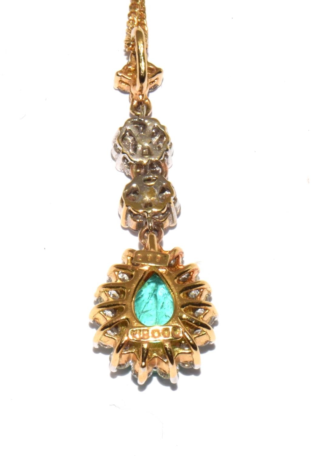 An 18ct gold emerald and diamond pendant on 18ct gold chain. (boxed) - Image 4 of 6