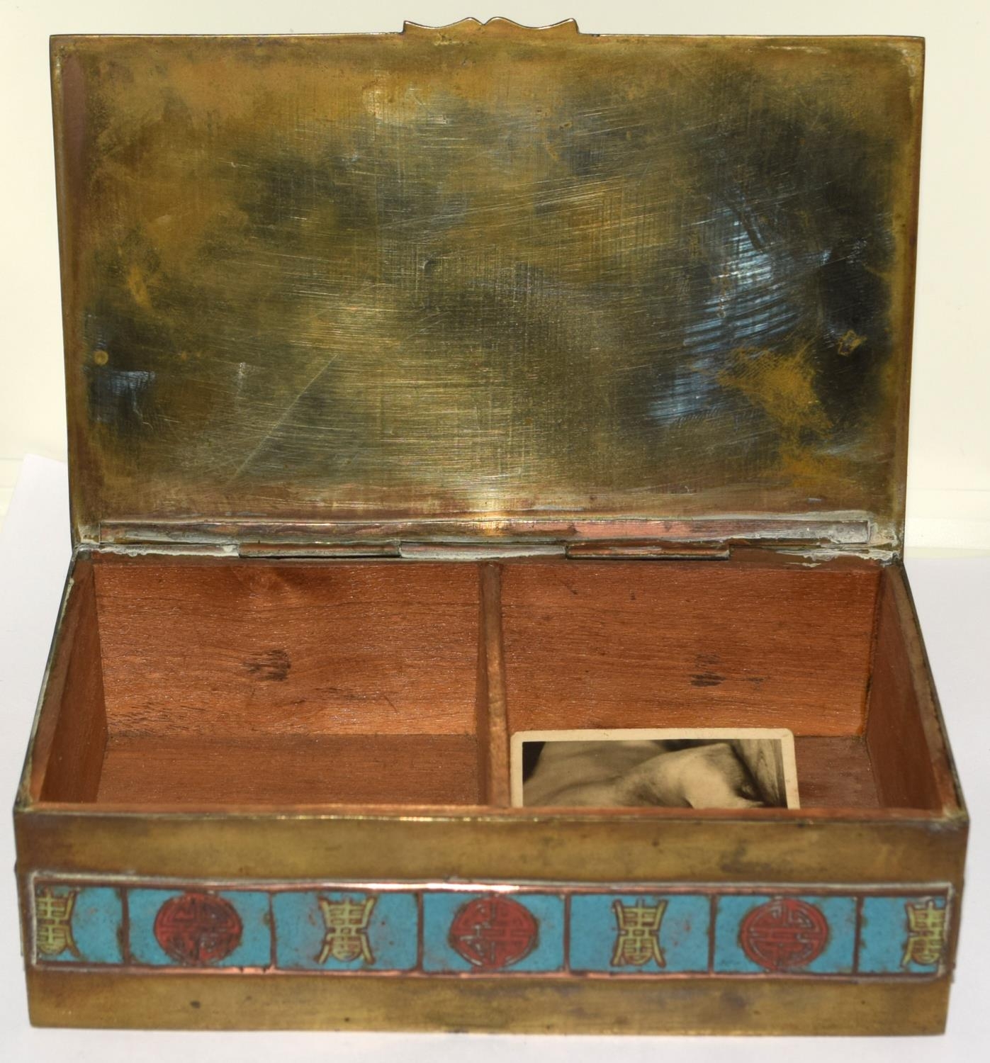 Enamel decorated cigarette case together a match book holder - Image 4 of 6