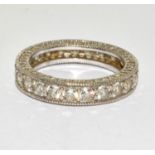 A 925 silver CZ eternity band, Size M