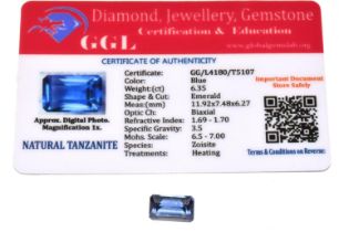 Natural Tanzanite 6.3ct single stone with a certificate
