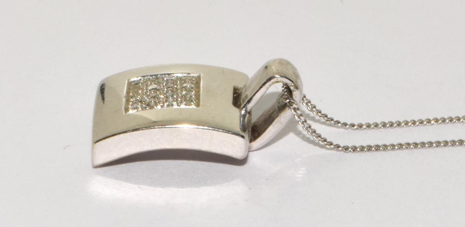 9ct white gold Diamond Pendant necklace chain 40cm 3.3g - Image 4 of 7
