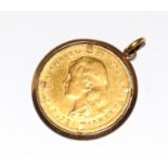 Gold Dutch 10 Guilder set in a 9ct gold mount total weight 8.2g
