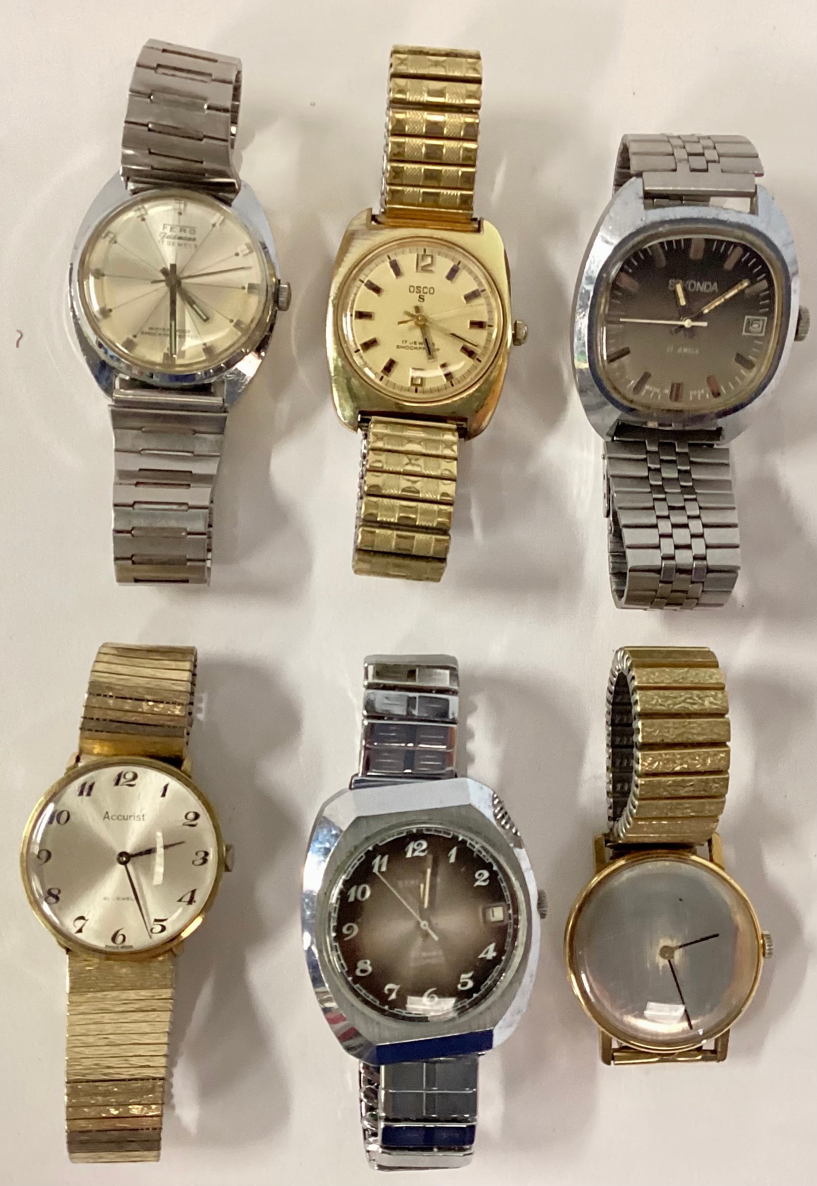 A collection of vintage gents mechanical watches To include Fero, Sekonda and Osco. All seen working - Image 2 of 4