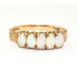 9ct gold ladies vintage 5 stone Opal ring size O