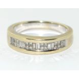 9ct white gold ladies Diamond 1/2 eternity ring in Chanel setting H/M in ring as 0.5ct size Q
