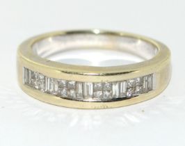 9ct white gold ladies Diamond 1/2 eternity ring in Chanel setting H/M in ring as 0.5ct size Q