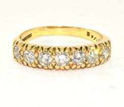 18ct yellow gold 1.2ct 7 stone Diamond ring 4.7g size R