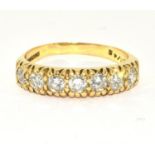 18ct yellow gold 1.2ct 7 stone Diamond ring 4.7g size R