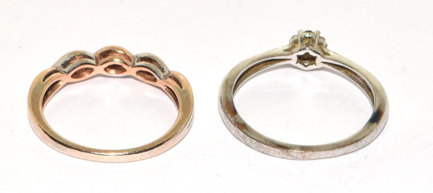 2 x Diamond rose gold on 925 silver rings sizes L and N - Bild 3 aus 3