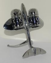 Unusual condiment set in the form of a jet aircraft