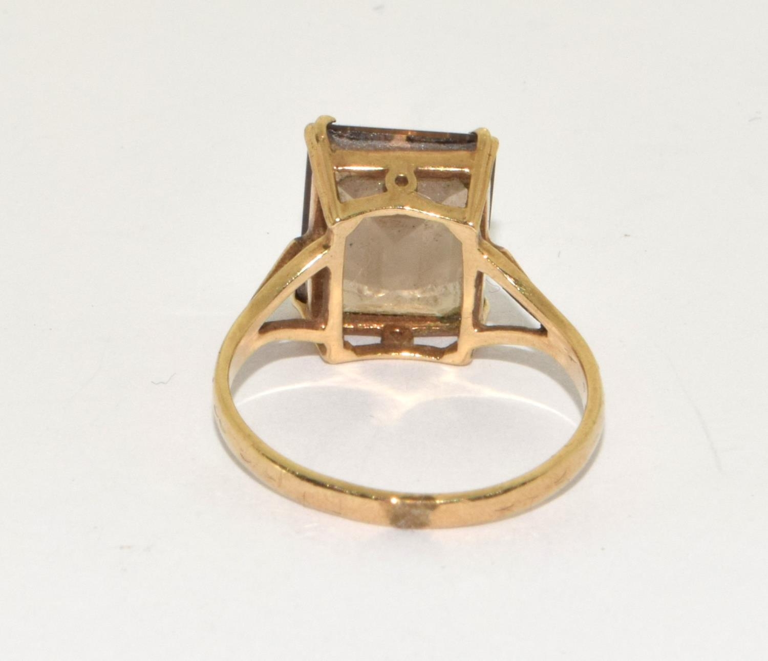 9ct gold Smokey quarts ring size M - Image 4 of 5