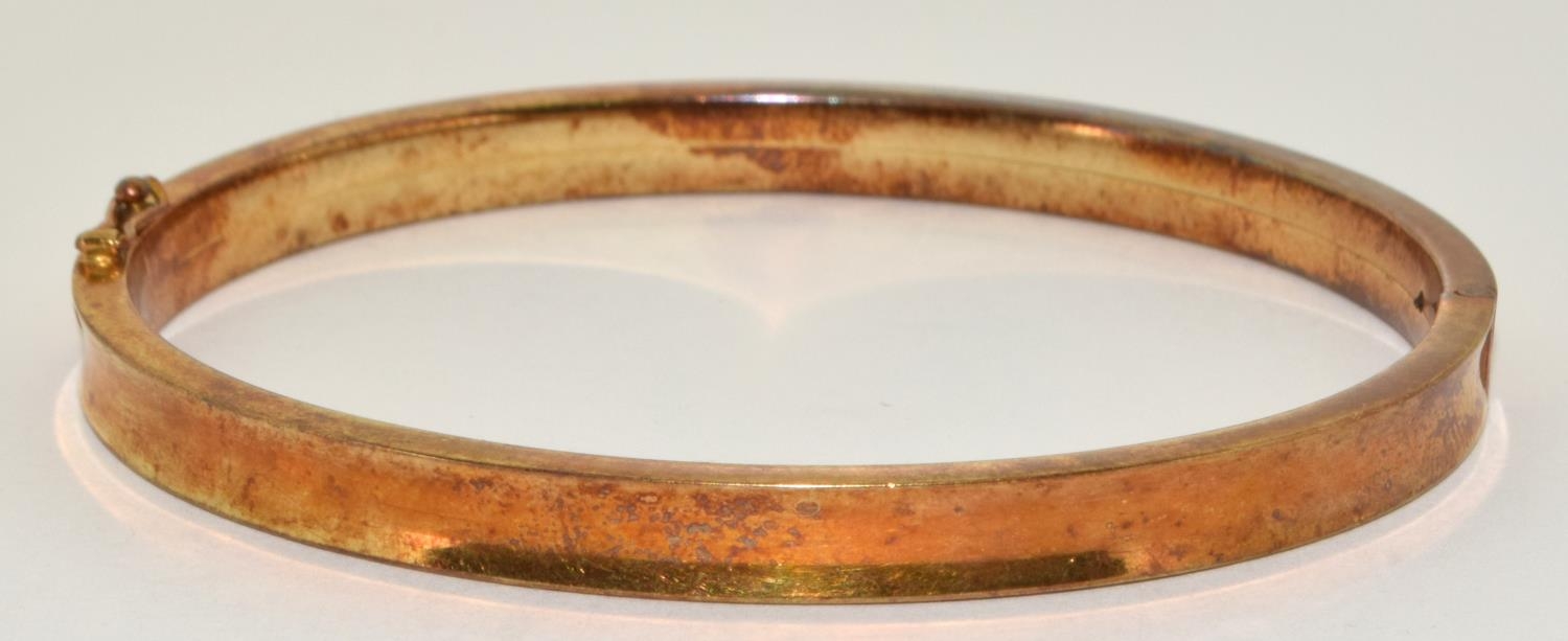 14ct gold hinged wrist bangle 6.5cm diameter 0.5cm tall 14g - Image 6 of 8
