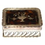 Silver small table top pill box set with Tortoise shell and MOP decorative lid 4x7x5cm