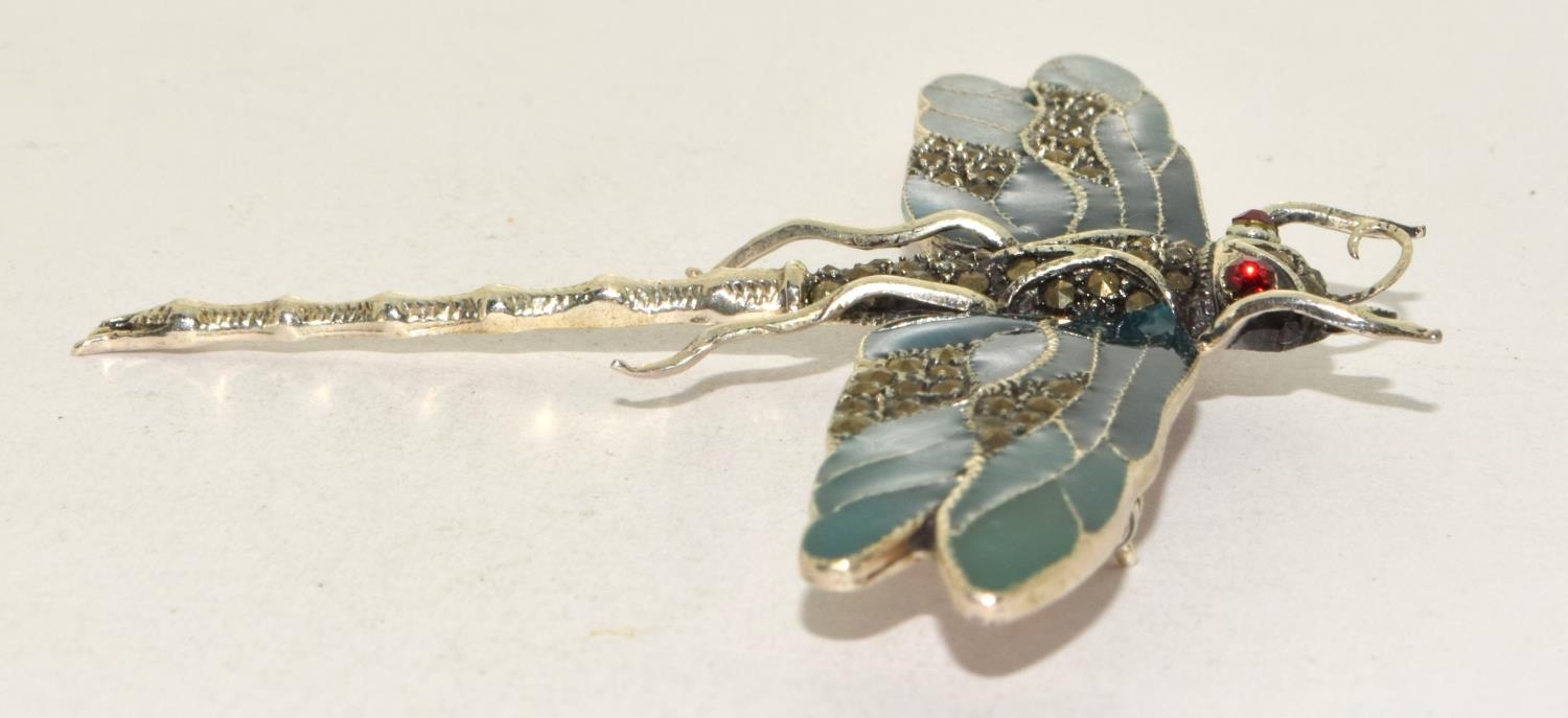 Sterling silver Dragon Fly enamelled bug brooch - Image 2 of 4