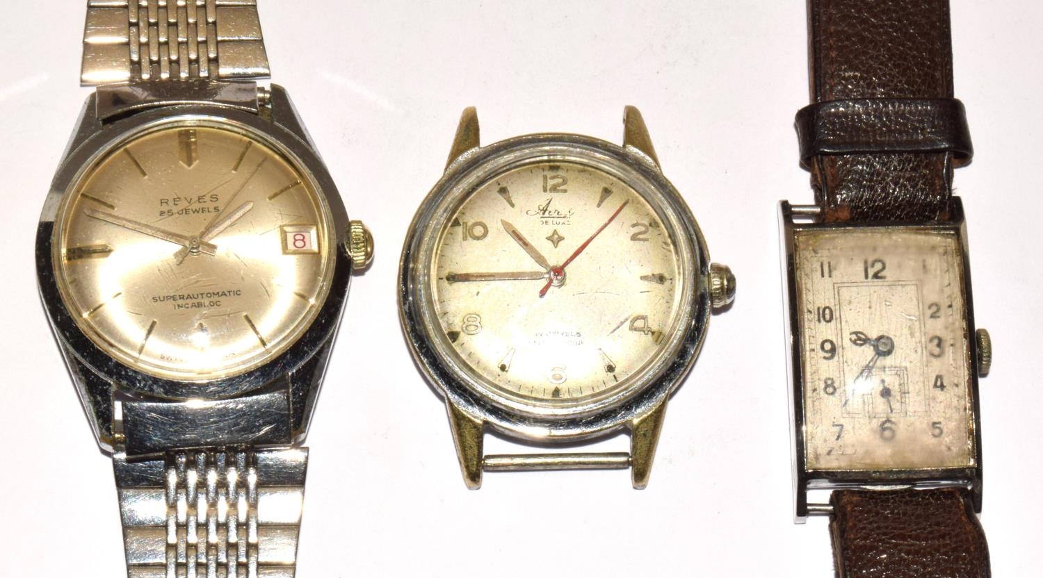 Three vintage gents watches to include Avia De Luxe automatic, Reves Super Automatic 25 jewels and a - Image 2 of 3