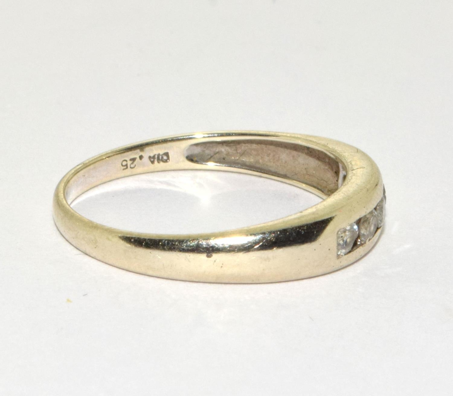 9ct white gold ladies Diamond ring H/M in ring as 0.25ct in a rub over setting size O - Image 4 of 5