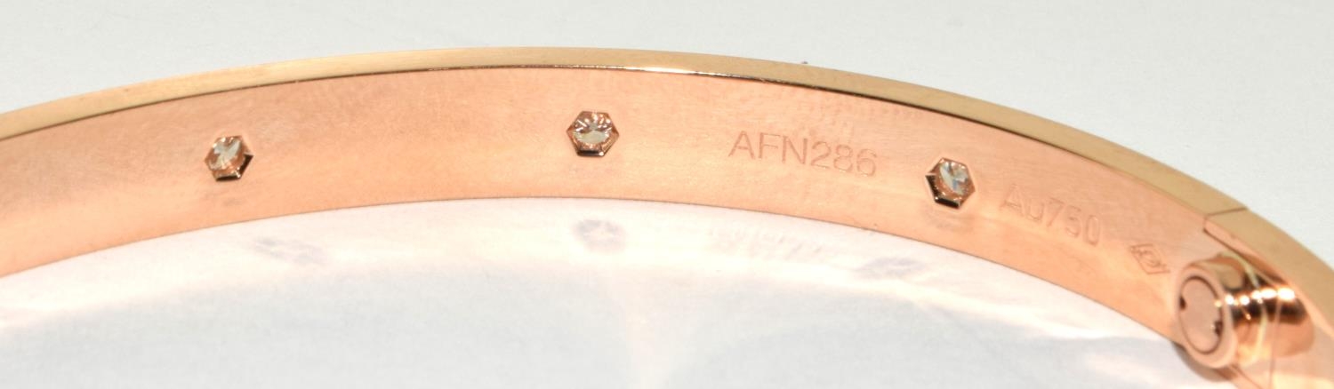 Genuine Cartier 18ct rose gold and Diamond Love bangle size 19 no AFN286 boxed with screw driver 10% - Image 8 of 10