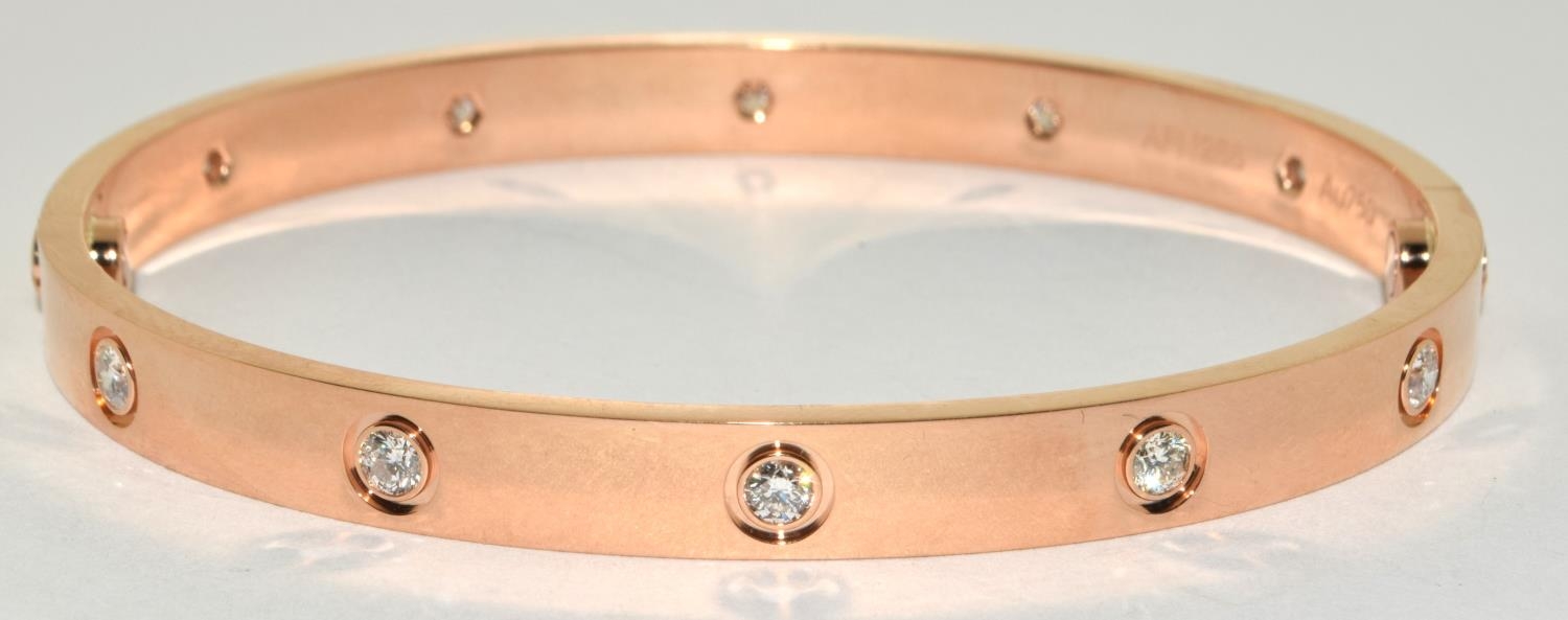 Genuine Cartier 18ct rose gold and Diamond Love bangle size 19 no AFN286 boxed with screw driver 10% - Image 4 of 10