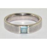 A 925 silver and blue Topaz ring Size P