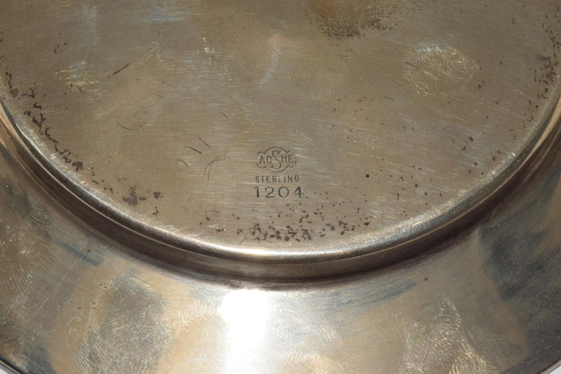 Sterling silver round card tray 98g used as a sporting trophy in 1933 - Image 5 of 6