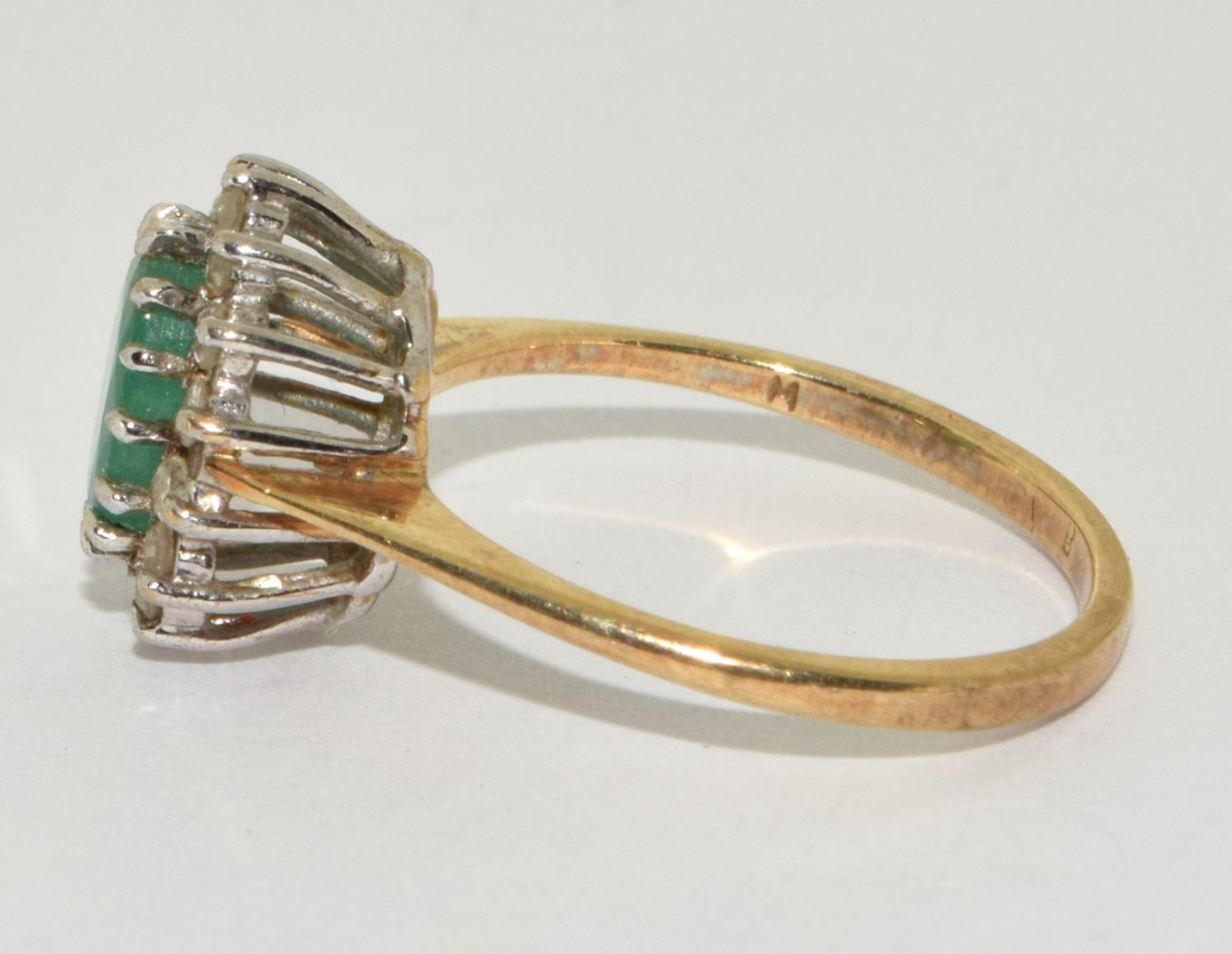 A 9ct gold emerald and diamond ring Size L + - Image 2 of 5