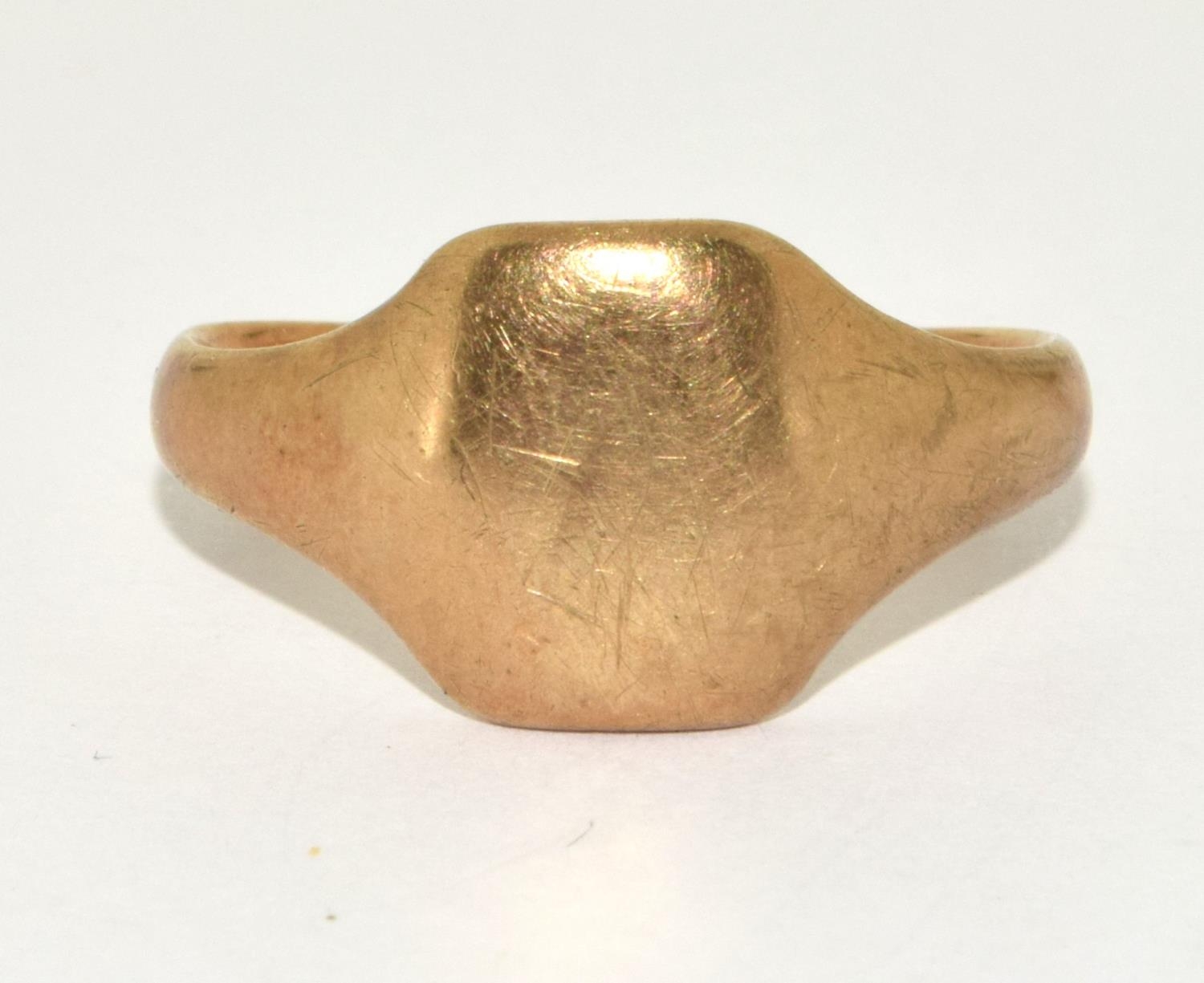 9ct gold gents signet ring with a plain cartouche 5g size T