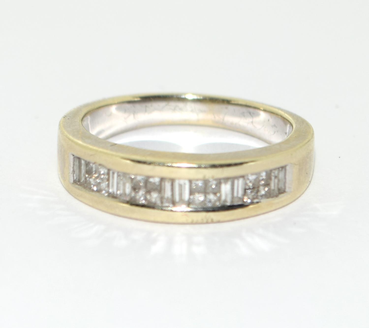 9ct white gold ladies Diamond 1/2 eternity ring in Chanel setting H/M in ring as 0.5ct size Q - Bild 5 aus 6