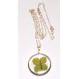 9ct gold 4 leaf clover pendant necklace chain 46cm 3.5g total