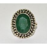A 925 silver green agate ring size J