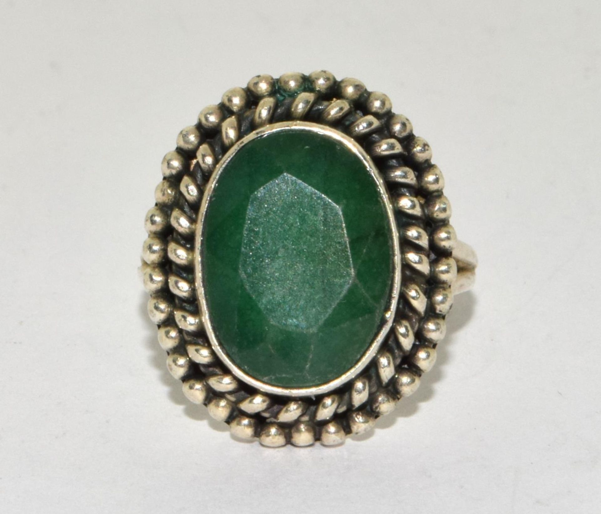 A 925 silver green agate ring size J