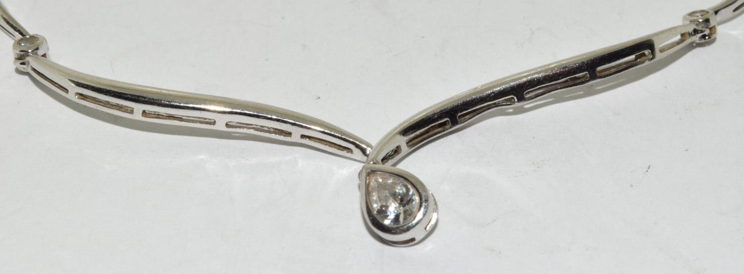 A designer 925 silver teardrop CZ necklace - Image 2 of 3