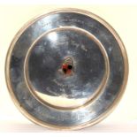 Sterling silver round card tray 98g used as a sporting trophy in 1933